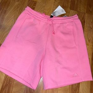 Adidas Women Pink Fleece Shorts Size:(M)
